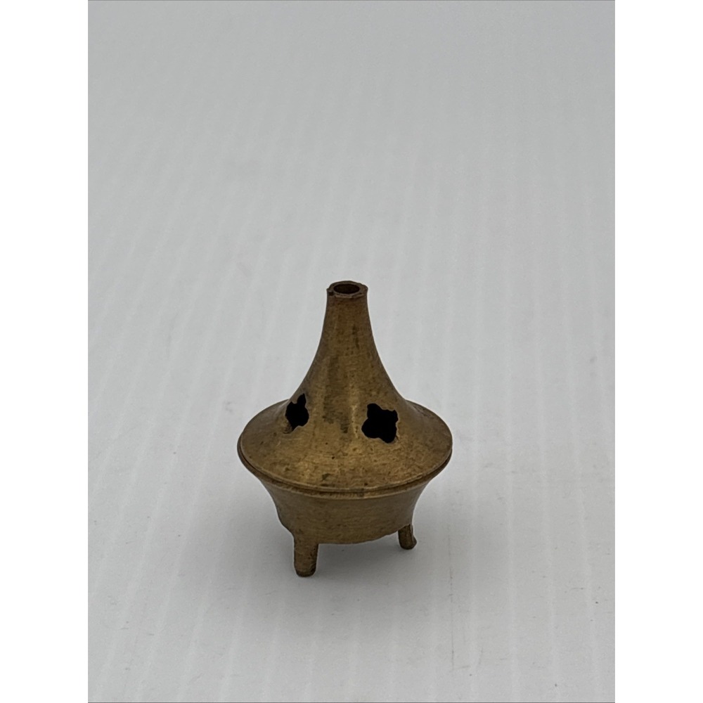 Vintage Incense Brass Temple Cone Burning Chimney w/ Feet